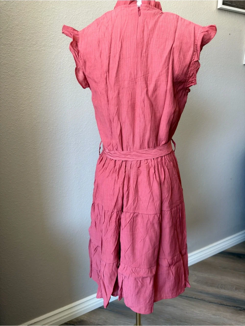 NWT Teen Ruffled Cap-Sleeve Tie-Waist Midi Dress in Rose, 14-15Y
